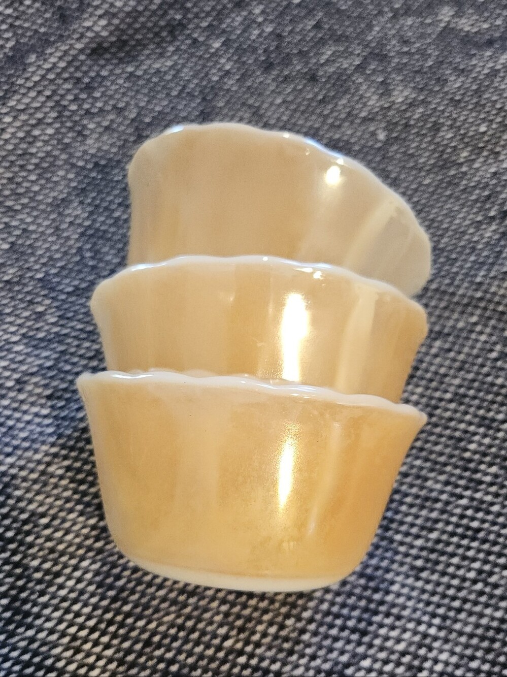 Vintage Fire King Peach Lustre Bowls 6 oz, Set of 3